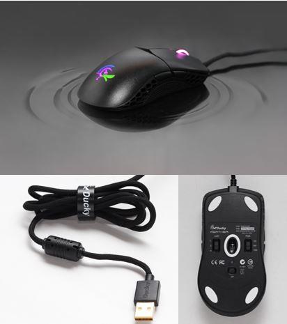 Мышь игровая Ducky Feather, RGB, Huano Blue, USB, Black-White