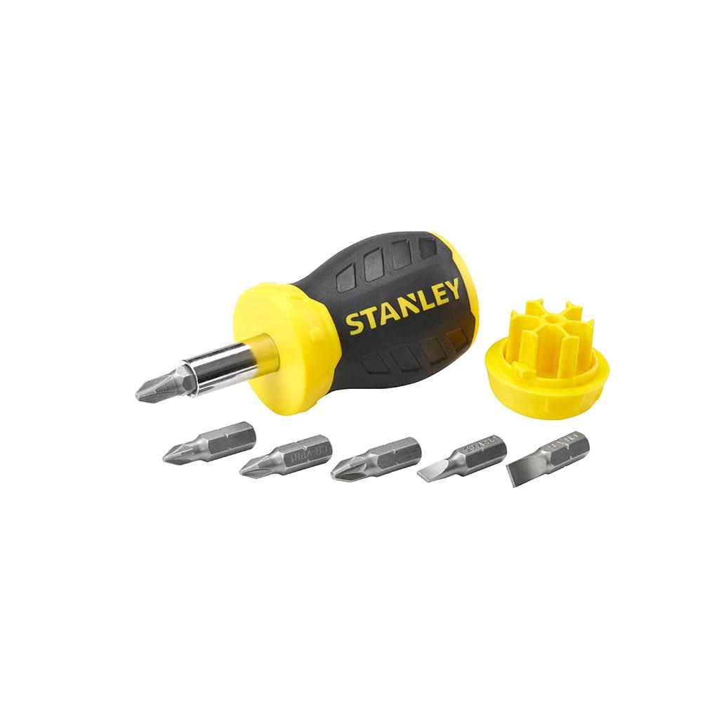 Отвертка Stanley, Multibit Stubby, битодержатель 1/4", 6 сменных бит