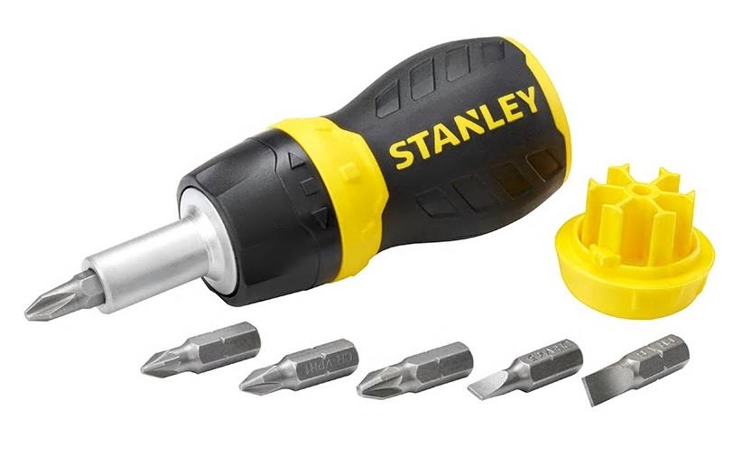 Отвертка Stanley, Multibit Stubby, битодержатель реверсный 1/4", 6 сменных бит