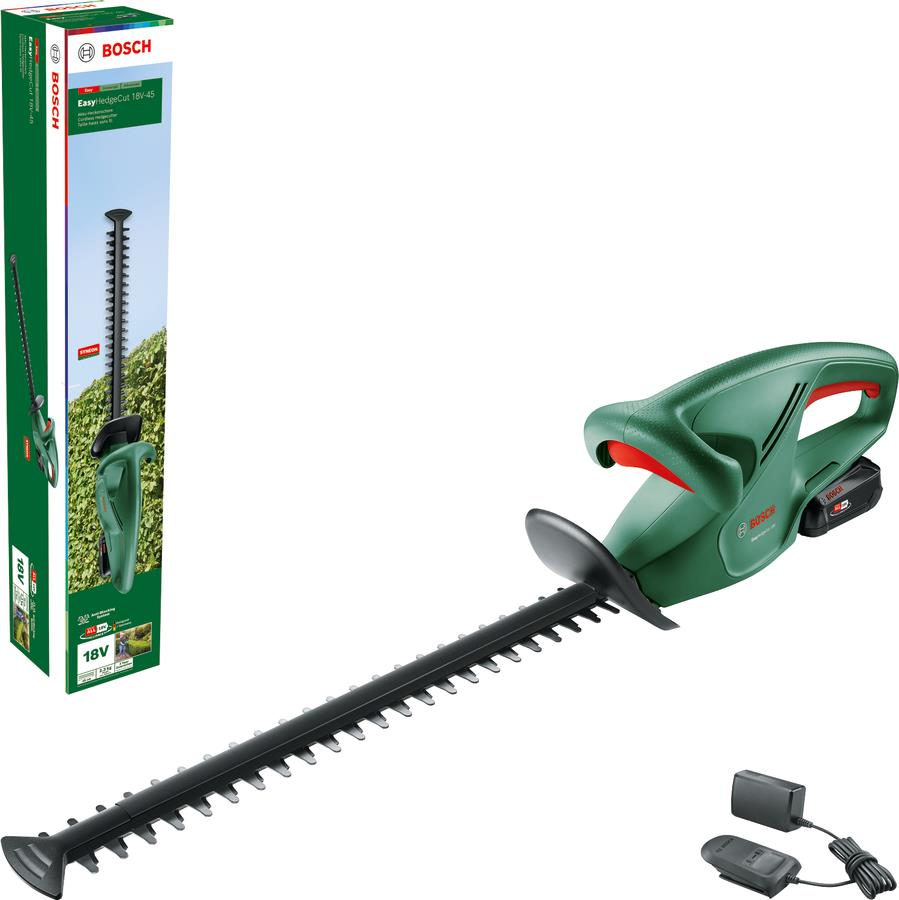Кущоріз акумуляторний Bosch EasyHedgeCut EasyHedgeCut 18-45 18В акб 1х2А·год лезо 45см крок різу 15мм ЗП 3.7кг