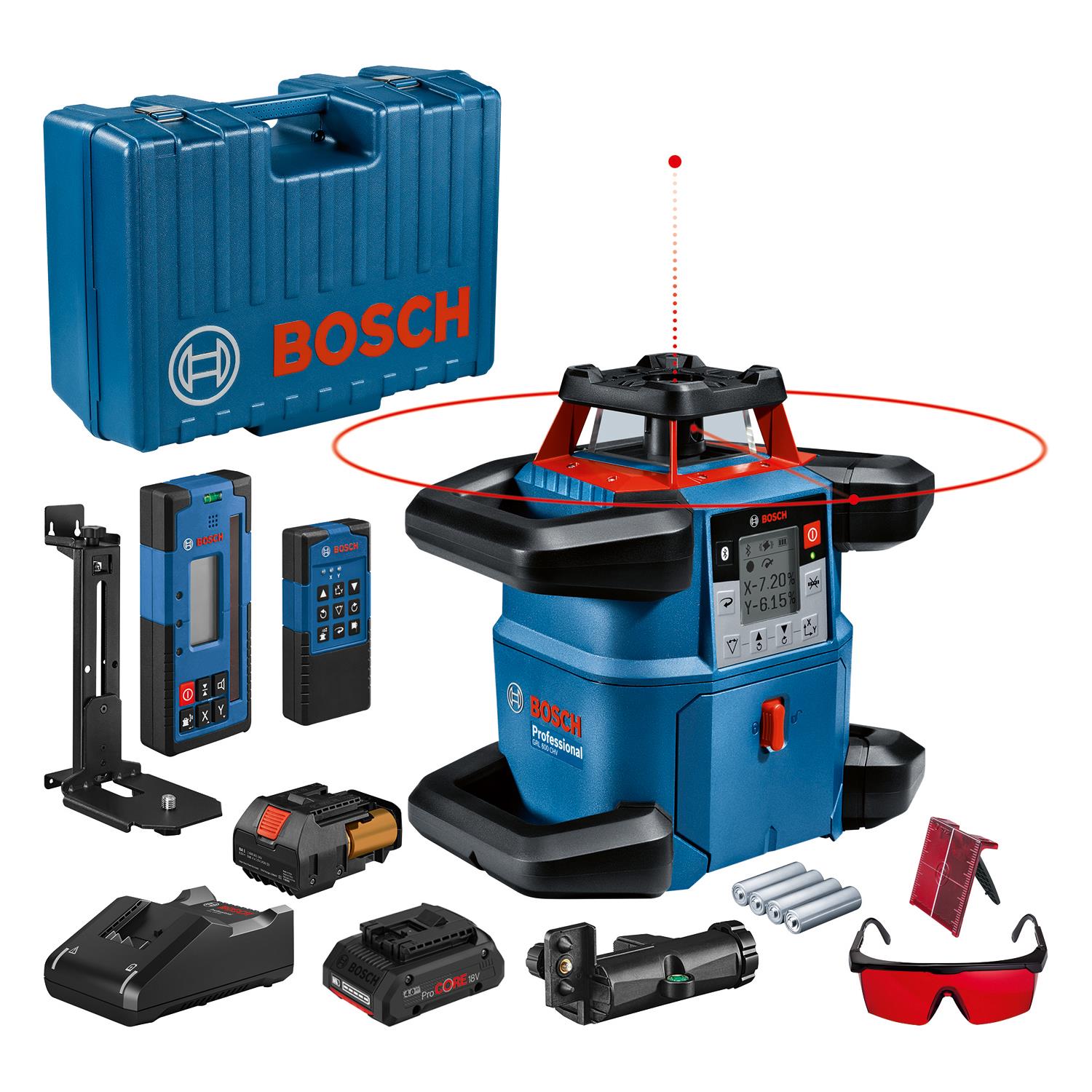 Нівелір лазерний ротаційний Bosch Professional GRL 600 CHV 600м ±005мм/м червоний промінь горизонталь ±01мм/м вертикаль 4.3кг