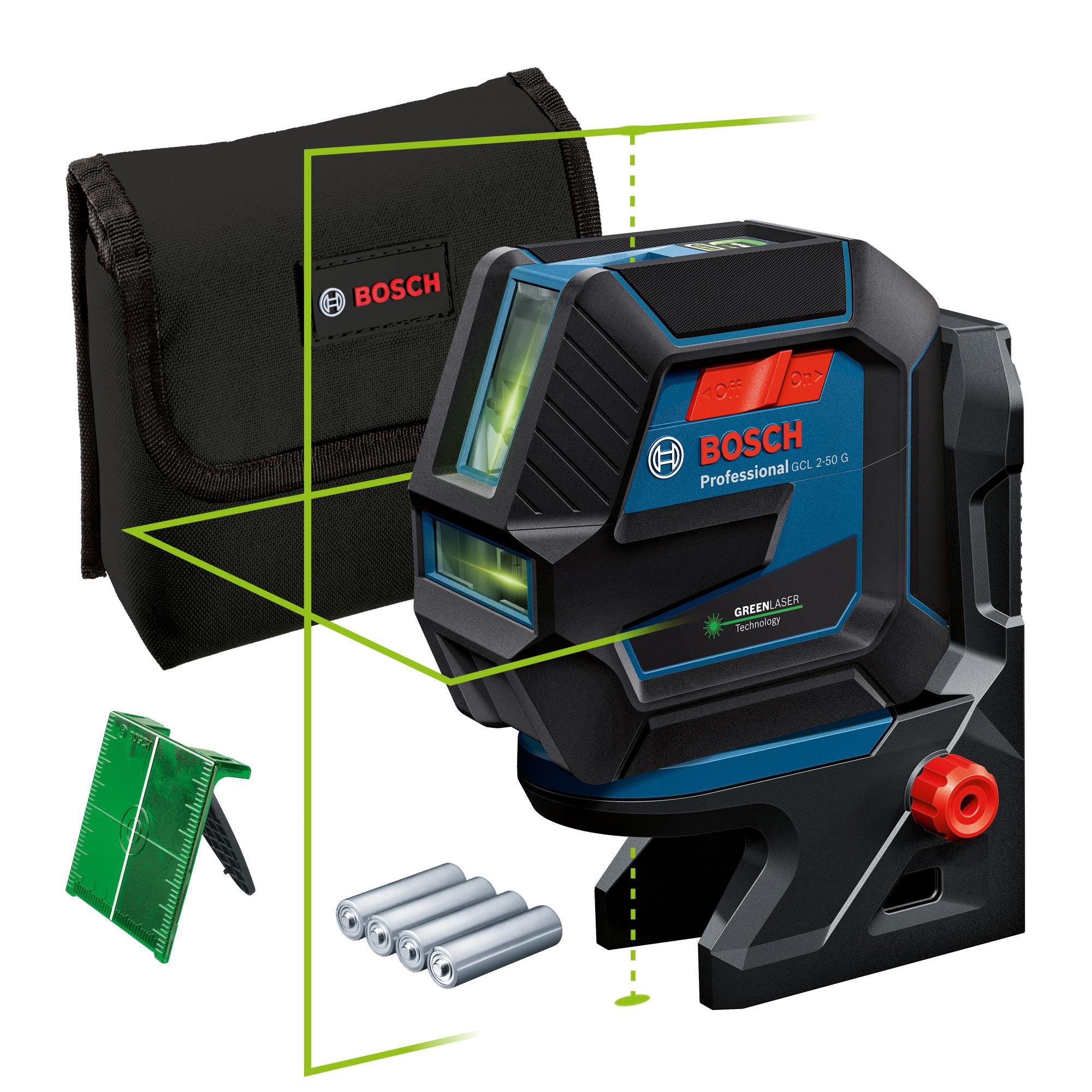 Нівелір лазерний Bosch Professional GCL 2-50 G до 15м ±0.3мм/м зелений промінь з тримачем RM 10 чохлом мішенню 0.58кг