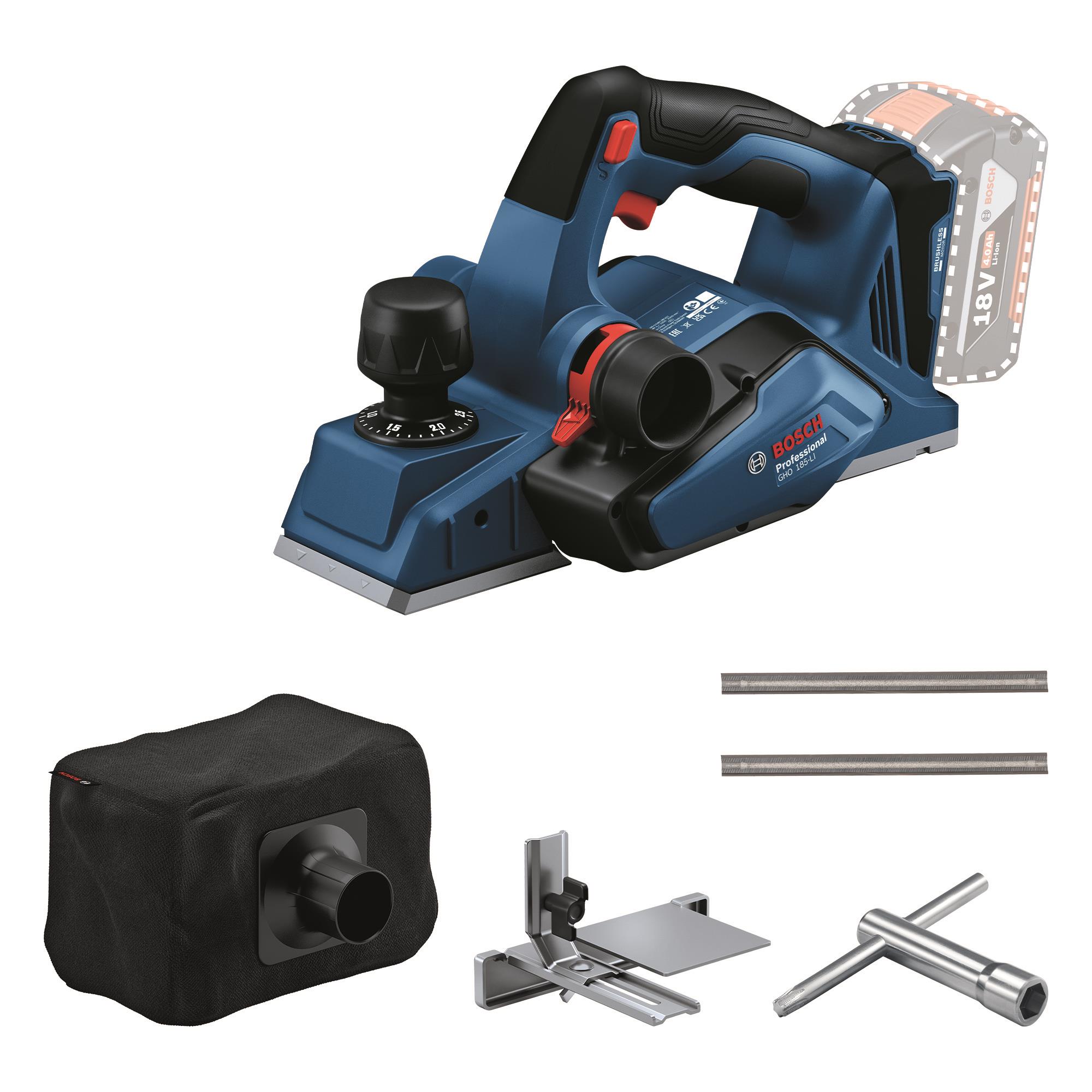 Рубанок акумуляторний Bosch Professional GHO 185-LI 18В 82мм стругання до 2.6мм паз до 9мм без АКБ та ЗП