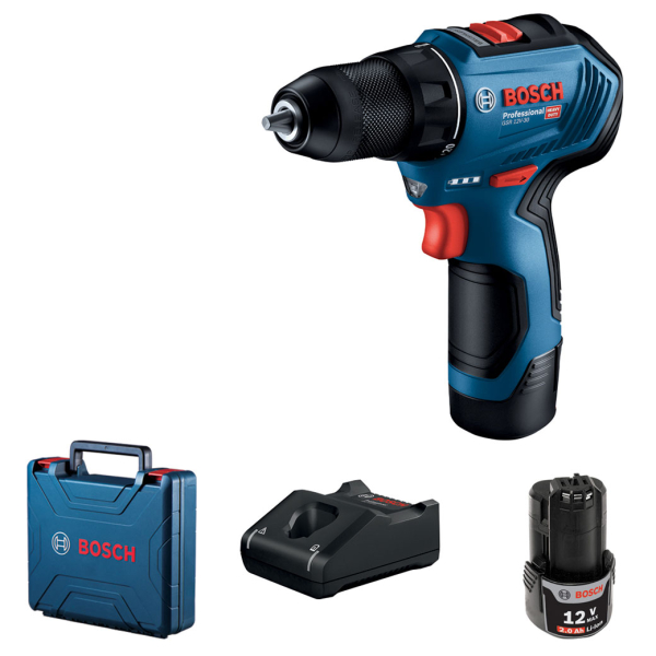 Шурупокрут-дриль акумуляторний Bosch Professional GSR 12V-30 12В 2x2.0А·год 30Нм 420·1600об/хв кейс 0.78кг