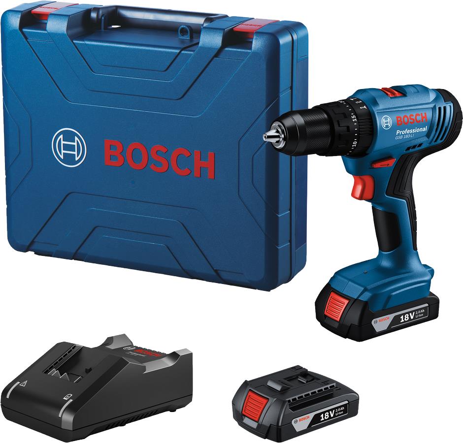 Шурупокрут-дриль ударний акумуляторний Bosch Professional GSB 183-LI 18В 2х2А·год 21-56Нм 374-1815об/хв кейс 1.2кг