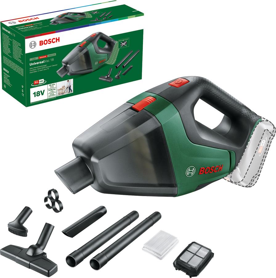 Пилосос професійний акумуляторний Bosch UniversalVac 18 18В 9кПа контейнер 0.5л 1.3кг без АКБ та ЗП