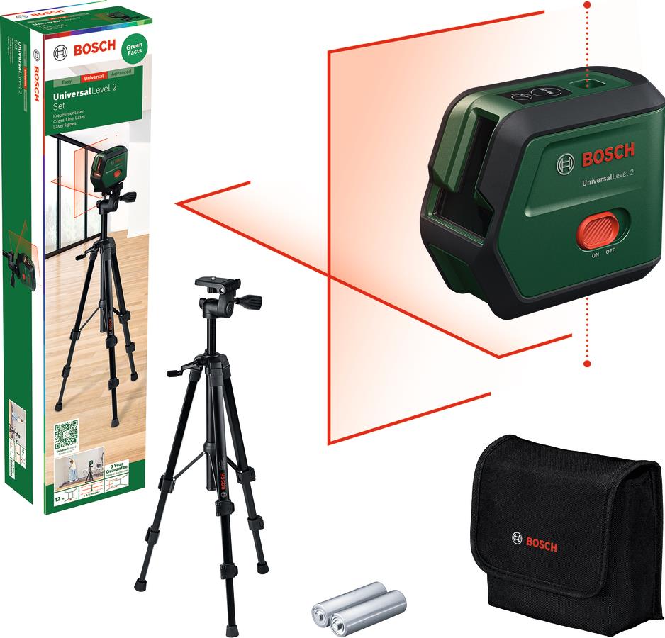 Нівелір лазерний Bosch UniversalLevel 2 Set до 12м ±0.05мм/м червоний промінь + штатив 1.92кг