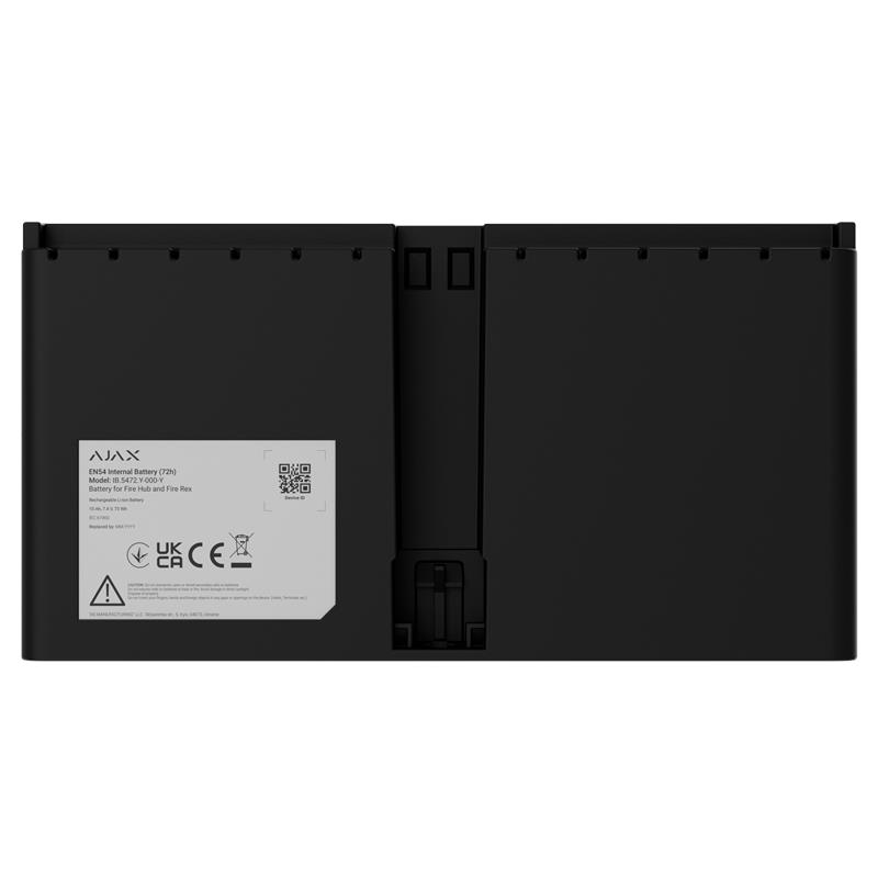 Акумулятор Ajax EN54 Internal Battery 72h black , для Ajax Fire Hub і Ajax Fire Rex, 72 год, EN54, чорний