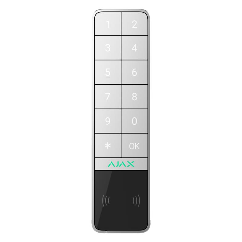 Бездротова зовнішня клавіатура Ajax KeyPad Outdoor Jeweller, біла