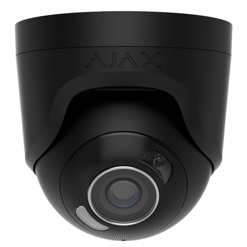 IP-Камера дротова Ajax TurretCam HL black, 8мп, 2.8мм, гібридне підсвічування IR 50м, білий Led 50м, Poe, True WDR, IP 65, ІЧ 50м, аудіо, кут огляду 100° до 110°, купольна, чорна
