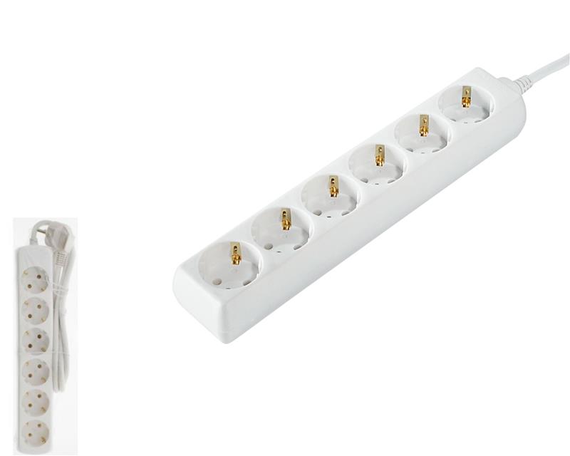 Сетевой удлинитель  Hama 6XSchuko(00030383) 3G*1.5мм 1.4м White