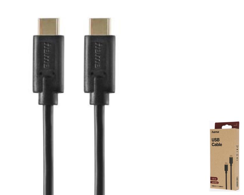 Кабель USB-С > USB-C заряджання/синхронізації Hama 1,5м, чорний
