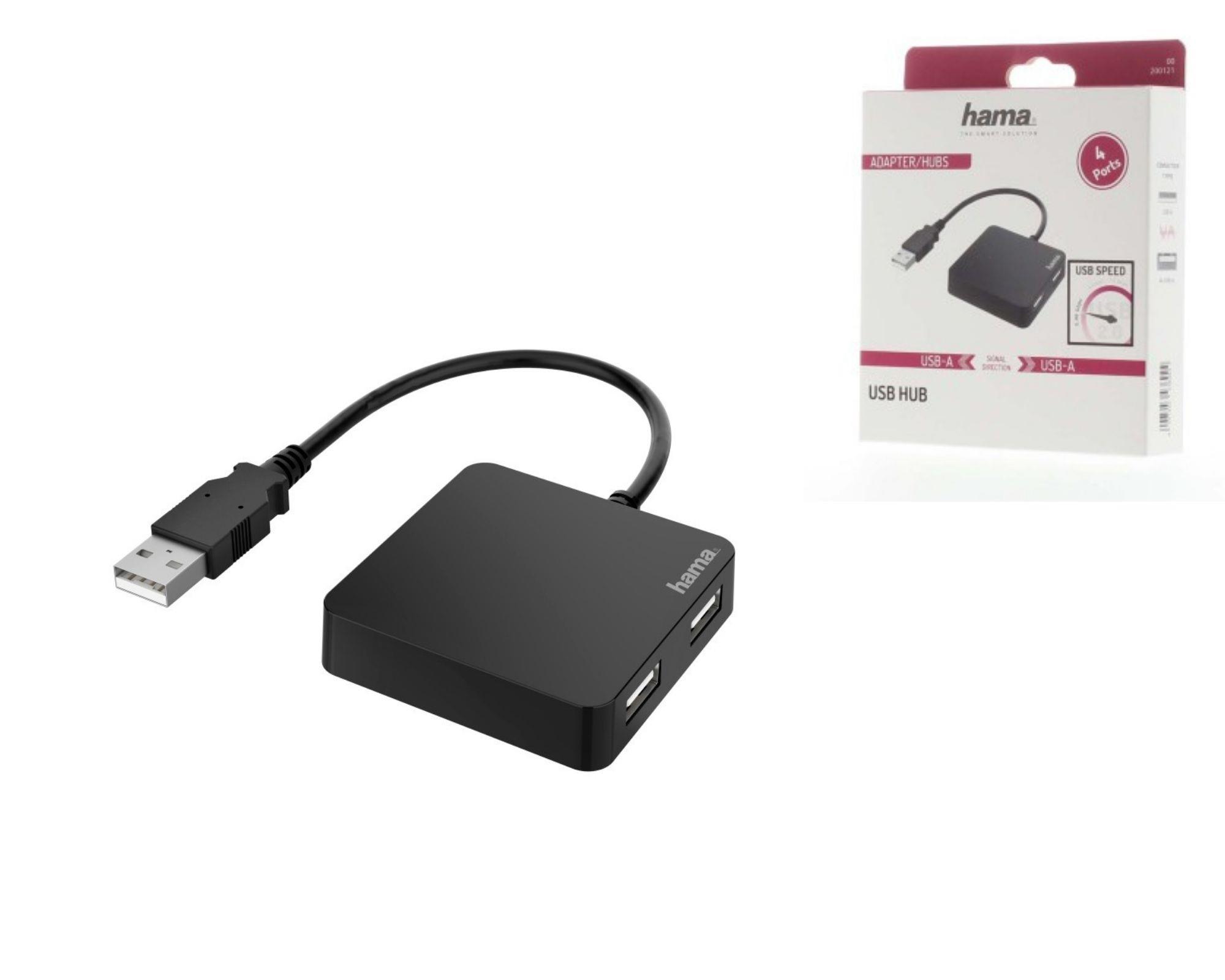 USB-хаб Hama 4 Ports USB 2.0 Black