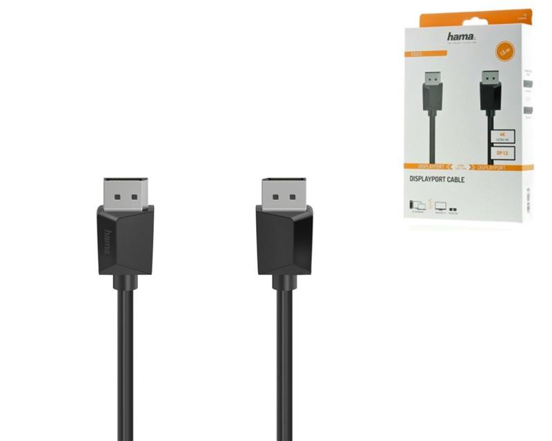 Кабель Hama DisplayPort - DisplayPort1.2, 4K, 1.50 m Black