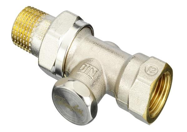 Клапан запірний Danfoss RLV-S, DN15, вх. 1/2" - вих. 1/2", прямий, нікель