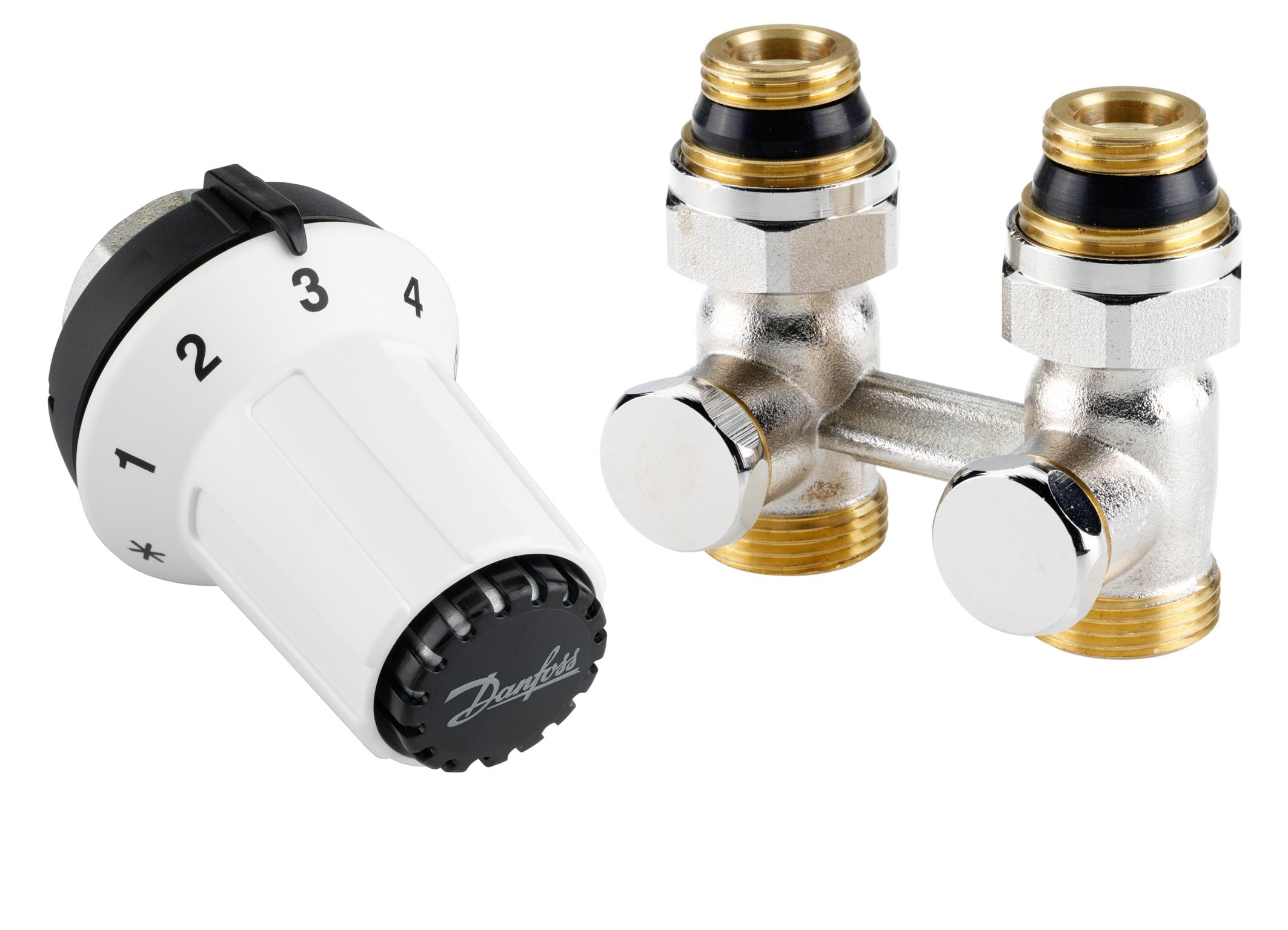 Комплект термостатичний Danfoss RAS-CK + RLV-KS, H-подібний, нижнє підкл, M30x1.5, 1/2", прямий