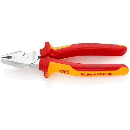 Плоскогубці KNIPEX діелектричні для робіт під напругою 10000В 180мм 0.247кг