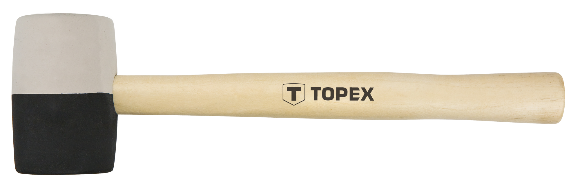 Киянка гумова TOPEX 450г 58мм руків'я дерев'яне чорно-біле