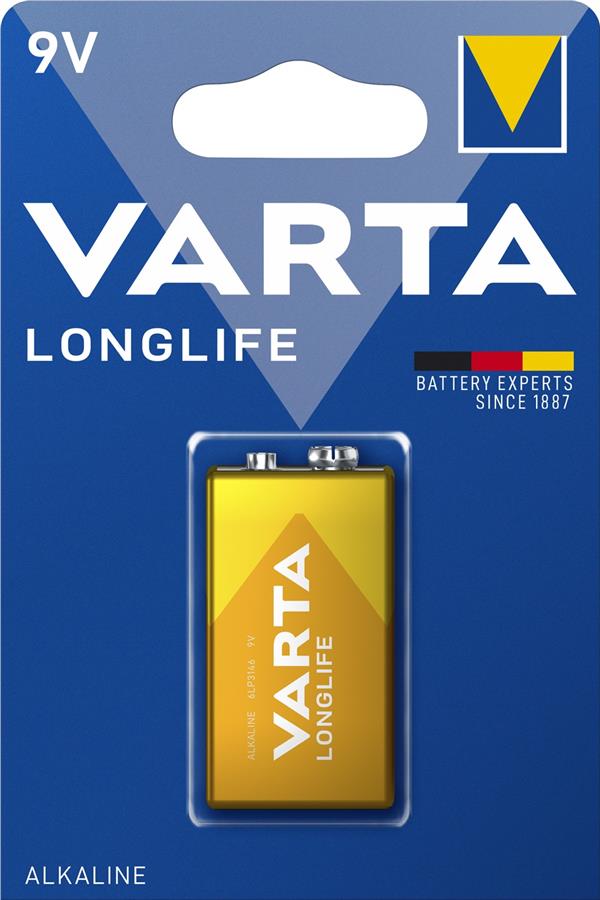 Батарейка Varta Longlife лужна 6LR61(6LF22, MN1604, MX1604 ,Крона) блістер, 1 шт