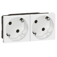 Блок розеток електричних Legrand Mosaic, 2хSchuko, 16А, 250В, під кутом 45°, автоматичні клеми, 4 модулі, білий