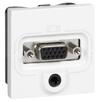 Розетка Legrand Mosaic, HD15, VGA + AUDIO 3.5мм, гвинтове з'єднання, 2 модулі, білий