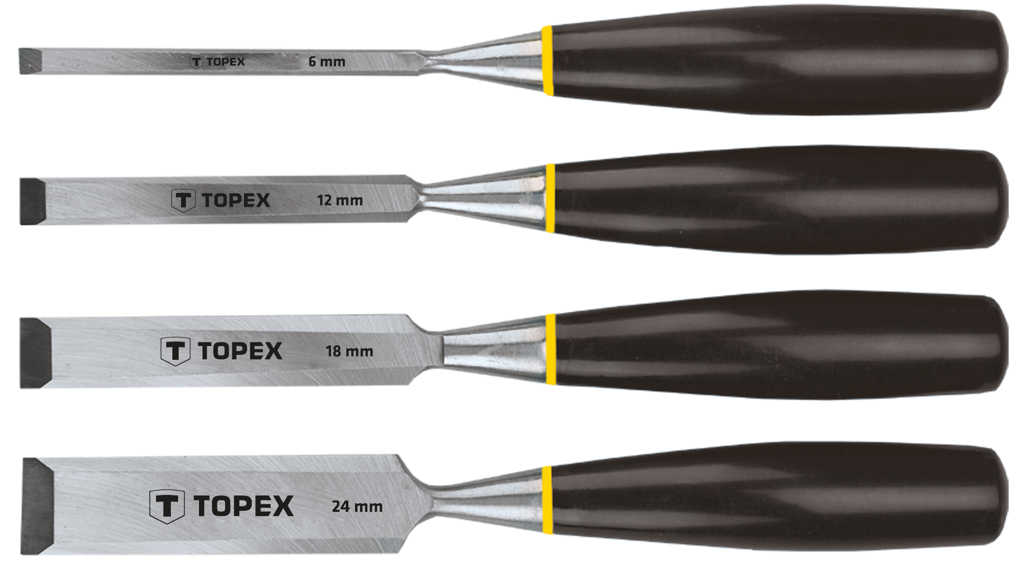 Стамеска TOPEX, 6-24мм, набір 4шт