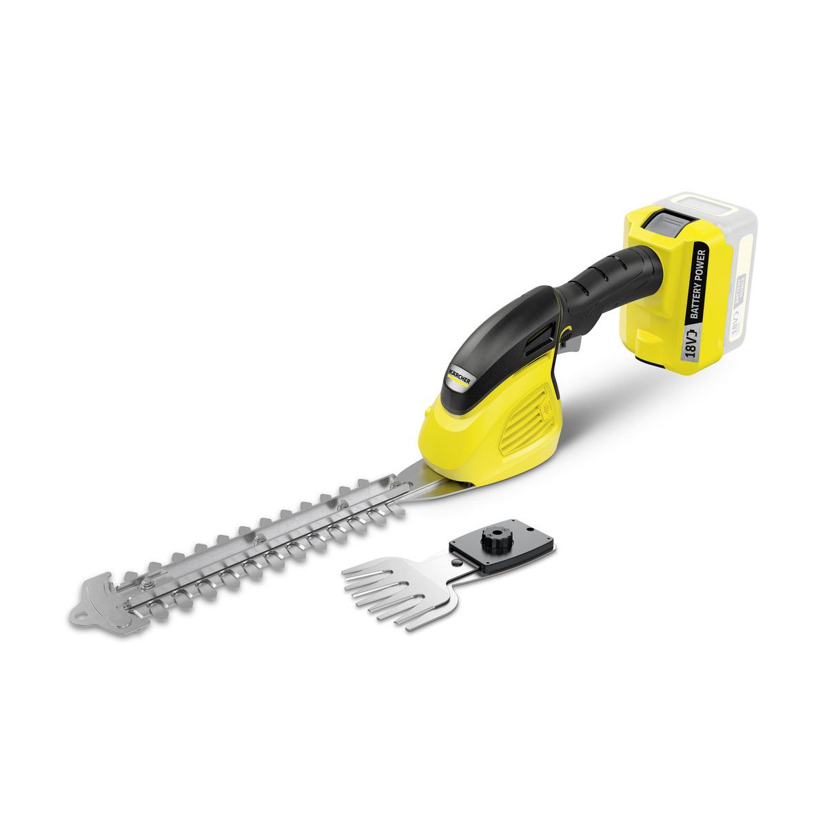 Ножиці для трави акумуляторні Karcher GSH 18-20 Battery 18В + насадка кущоріз 20см крок різу 10мм 1.15кг без АКБ та ЗП