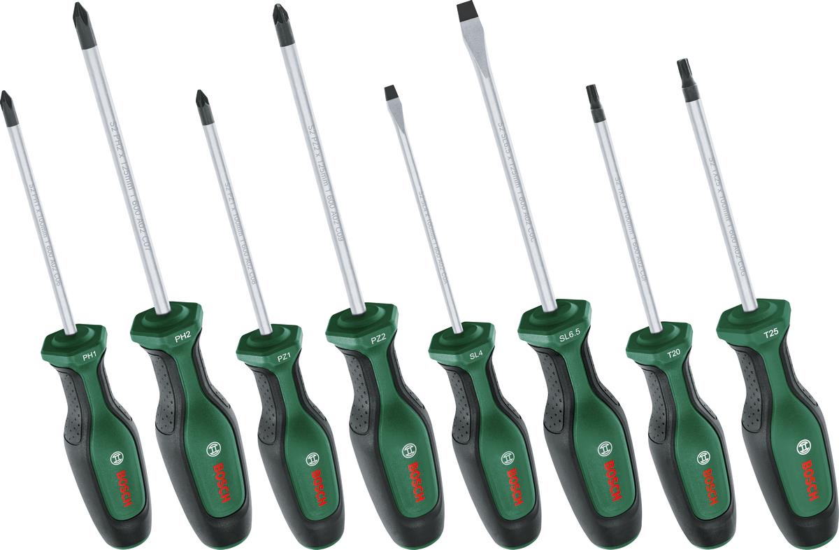 Викрутка Bosch SL 4, 6.5мм, PH1х100мм, PH2х125мм, PZ1х100мм, PZ2х125мм, Т20х100, Т25х100 набір 8шт