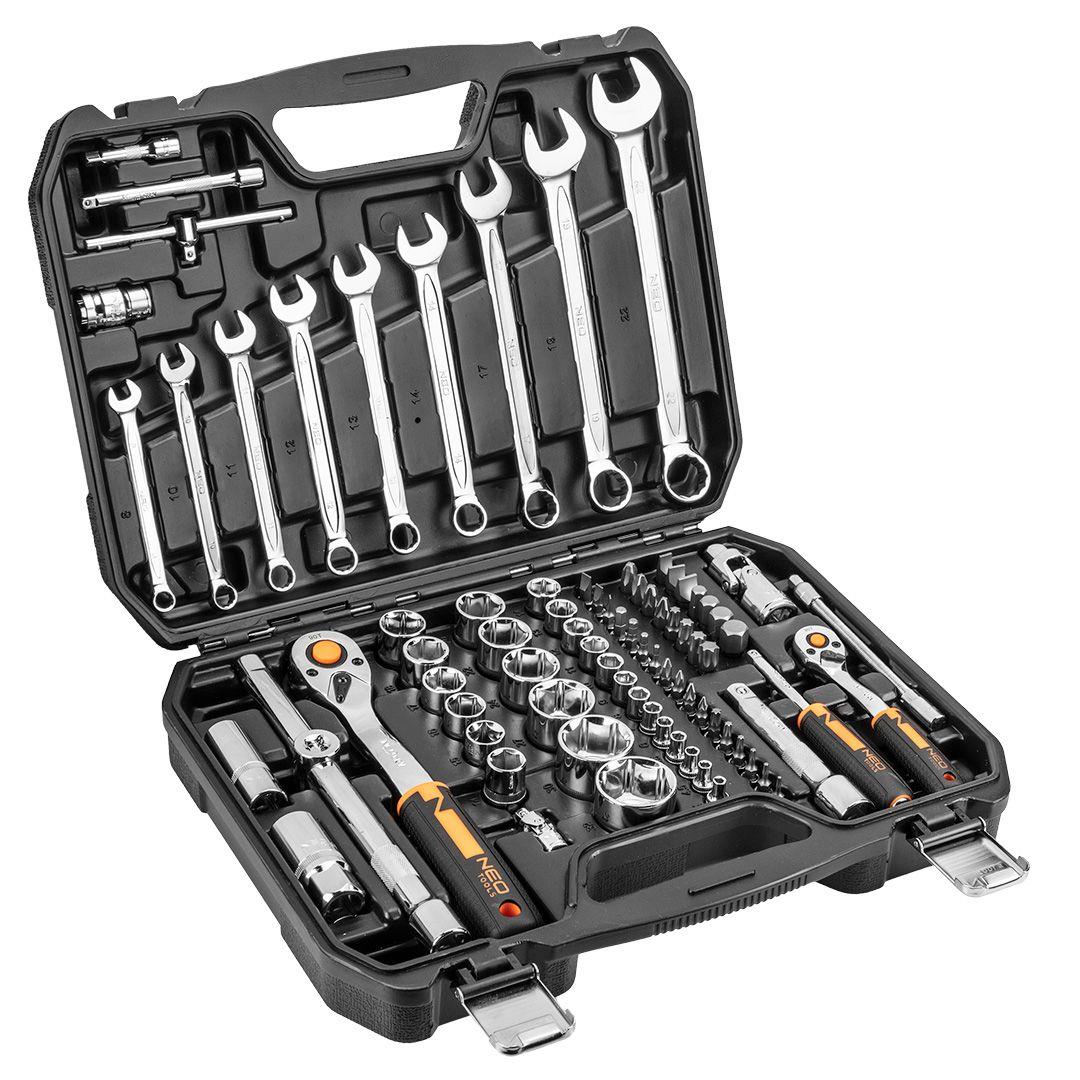 Набір інструментів Neo Tools, 1/2", 1/4", CrV, кейс, 82шт