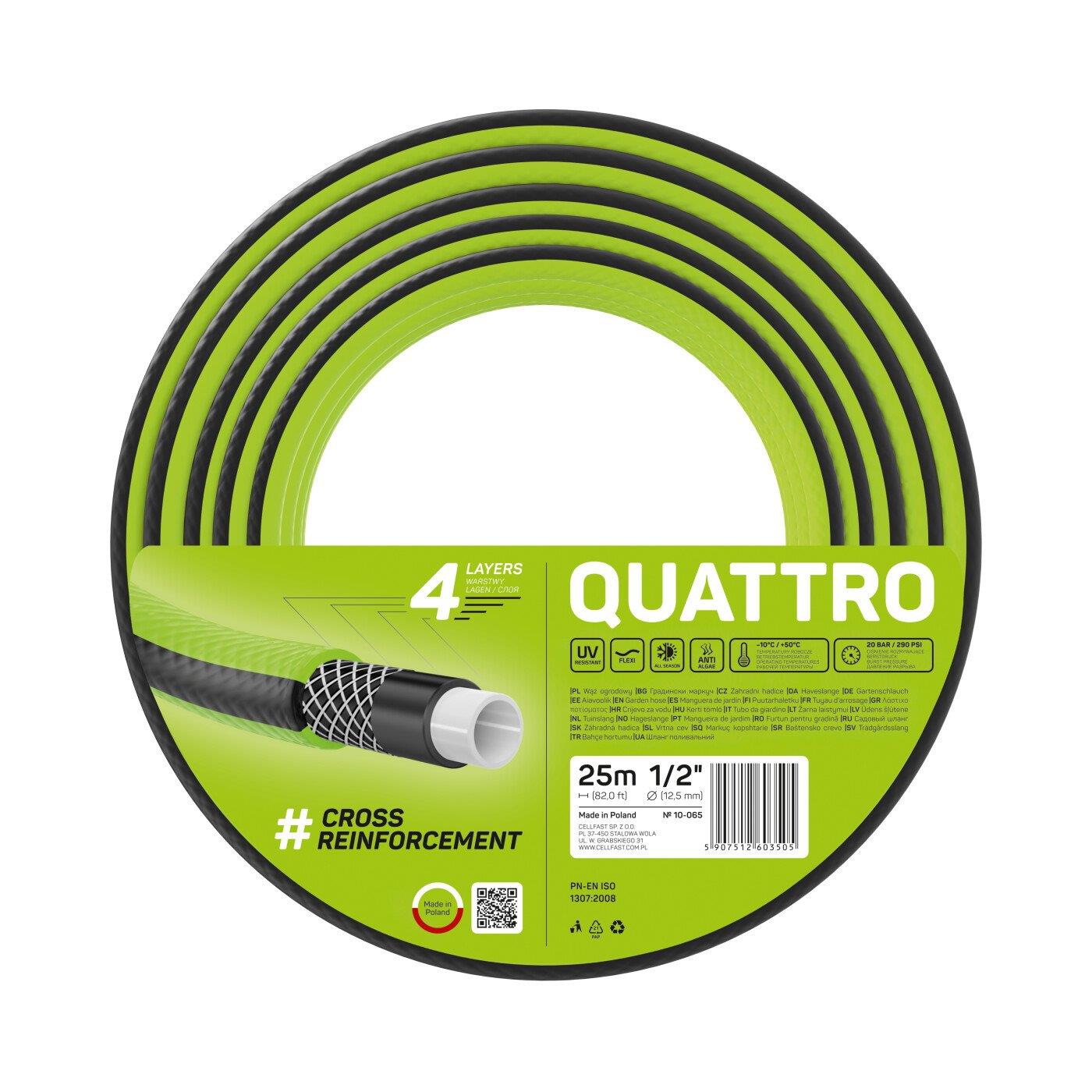 Шланг садовий Cellfast QUATTRO 1/2" 25м 4 шари до 20бар -10…+50°C