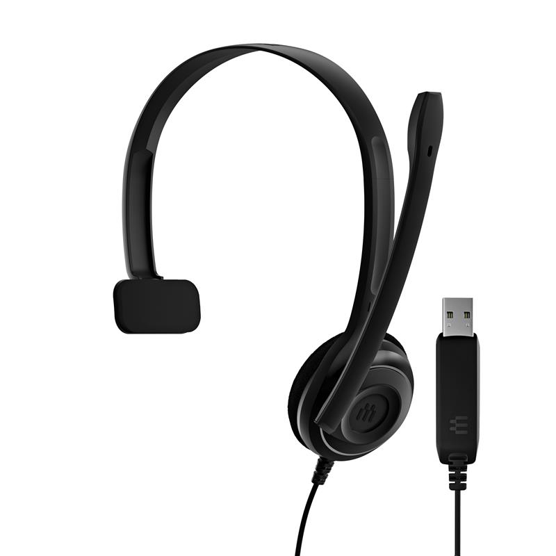 Гарнітура комп'ютерна моно On-Ear EPOS PC 7 Chat, USB, односпрямований, 2м, Чорний