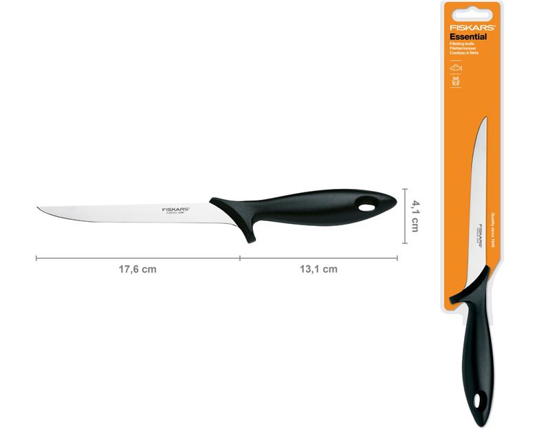 Нож филейный з гибким лезвием Fiskars Essential, 18 см