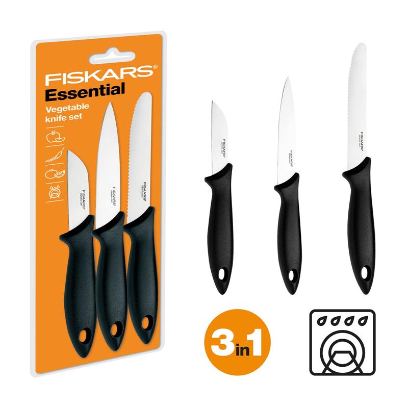 Набор ножей для чистки Fiskars Essential, 3шт