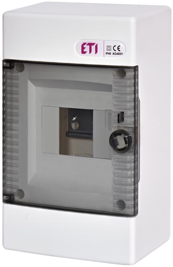 Щит зовнішній розподільний ETI, ECT 4 PT (4 модулі, прозорі дверцята)