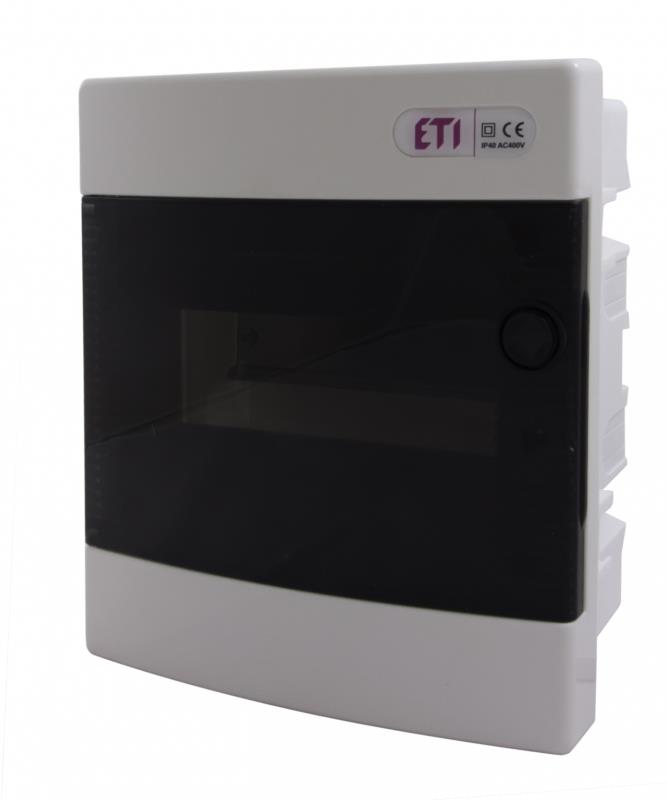 Щит внутрішній розподільний ETI, ECT 8PT (8 модулів, прозорі дверцята)