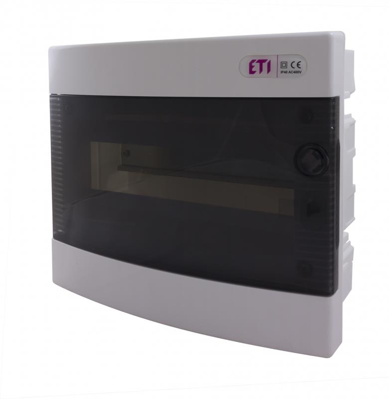 Щит внутрішній розподільний ETI, ECT 12PT (12 модулів, прозорі дверцята)