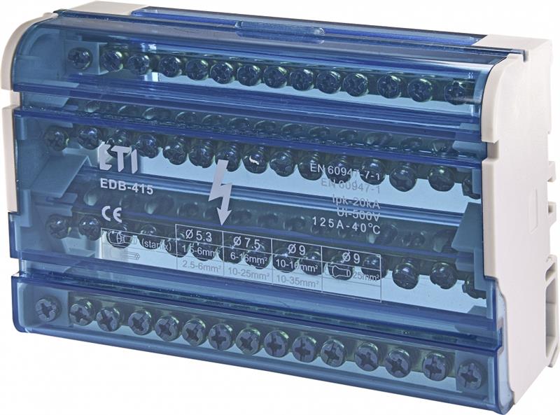 Блок розподільчий ETI, EDB-415 4p, 3L+PE/N, 125A (15 виходів)
