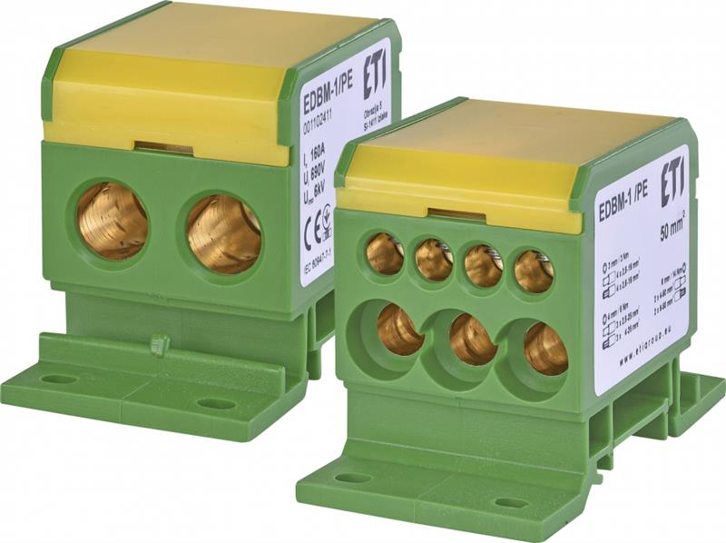 Блок розподільчий ETI, EDBM-1/PE (160А, 1x4-50; 3x2,5-25; 4x2,5-16)