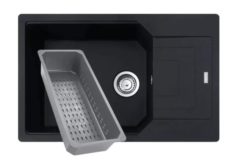 Мийка кухонна Franke Urban, фраграніт, прямокутник, з крилом, 780х500х220мм, чаша - 1, накладна, коландер в комплекті, UBG 611-78 XL , онікс