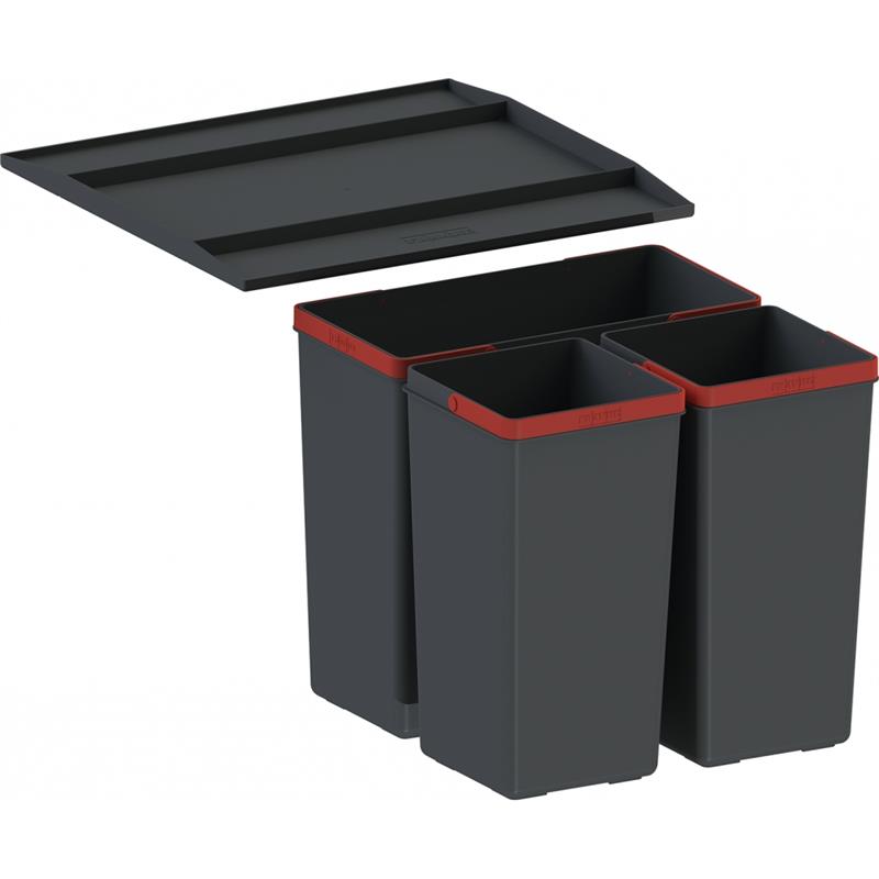Сортер для сміття Franke Easysort 450-1-2, 2 шт.x 14.5 л, кришка, чорний пластик