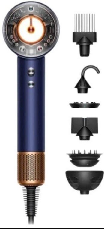 Фен Dyson HD16 Supersonic Nural Prussian Blue/Rich Copper, 1600Вт, 3 режими, 5 насадок, іонізація, хол. обдув, синій