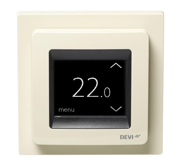 Терморегулятор Devi Devireg Touch 5...45 °C для теплої підлоги сенсорний вбудований дротовий датчик 16A 230В слонова кістка