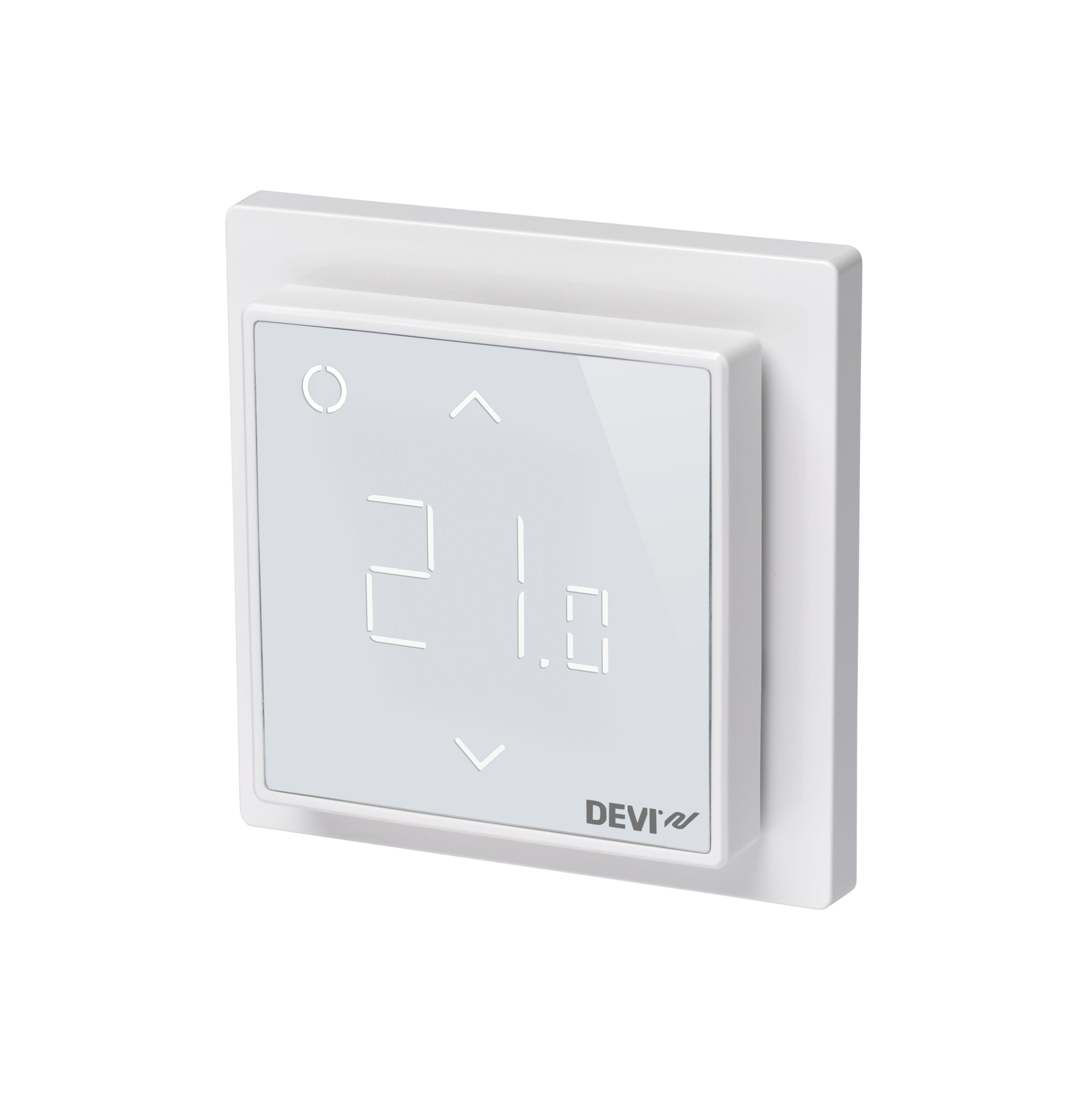 Терморегулятор Devi Devireg Smart 5...45 °C для теплої підлоги електронний Wi-Fi вбудований дротовий датчик 16A 230В білий