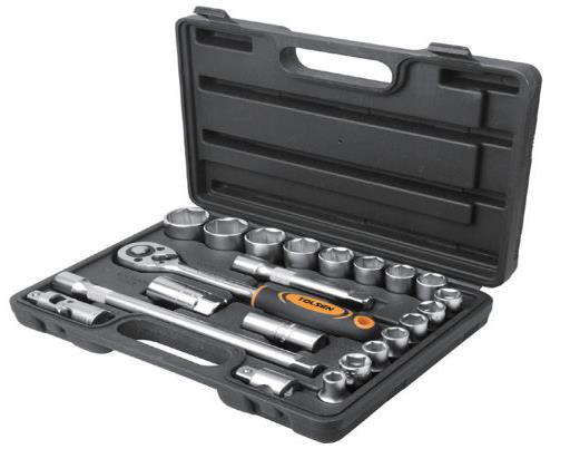 Набір інструментів Tolsen, набір торцевих головок 1/2", CrV, 22шт