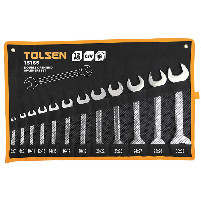 Ключі рожкові Tolsen, 6-32мм, CrV, набір 12шт