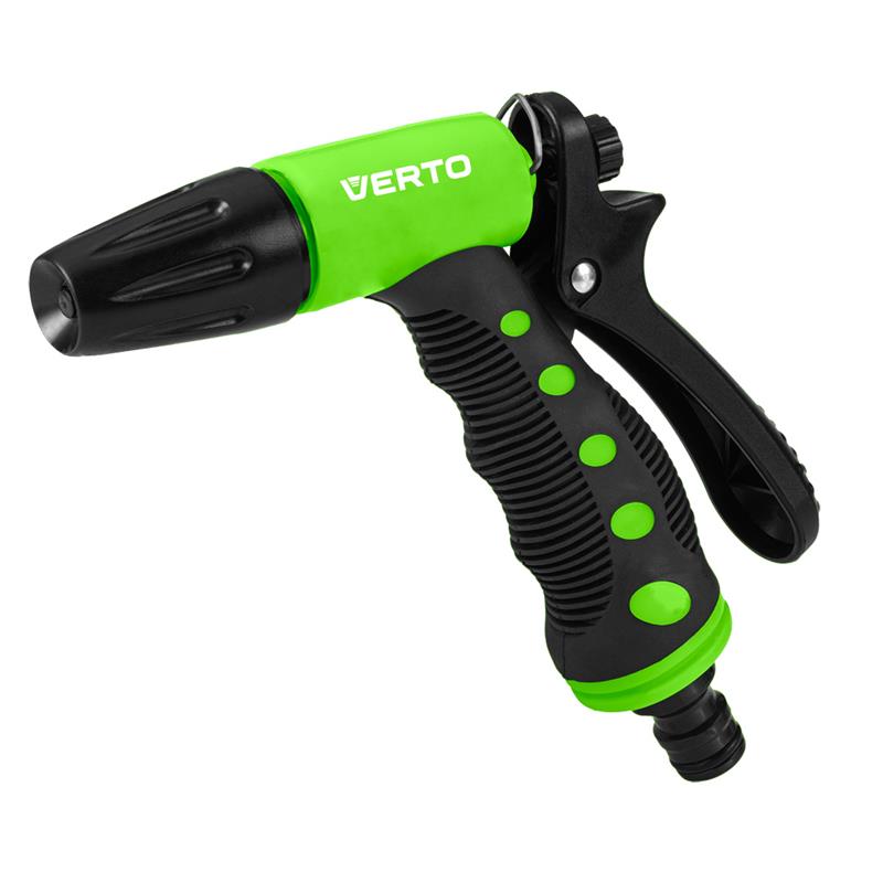 Зрошувач ручний Verto, пістолетний, 1/2"-3/4", 2 функції, регулювання напорурегулювання напору / розпилу води, тримач двокомпонентний