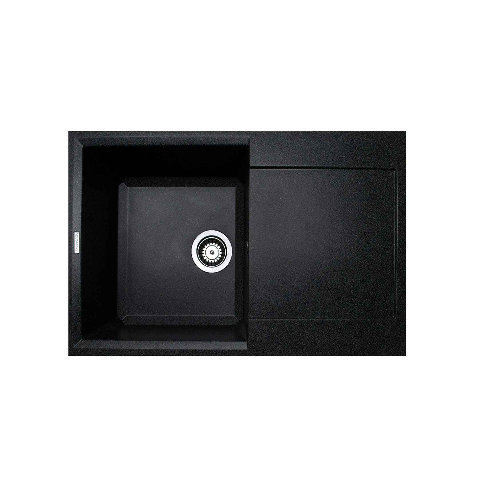 Мийка кухонна Adamant Horizon, штучний камінь, прямокут., з крилом, 780х495х230мм, чаша - 1, врізна, чорний