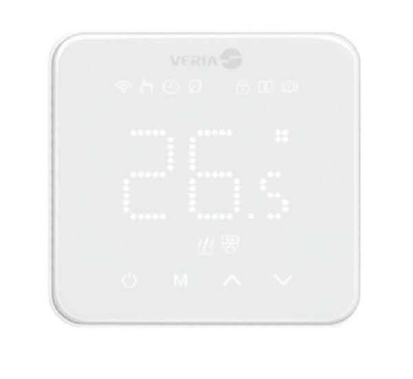 Терморегулятор Veria Control WT45 5...45 °C для теплої підлоги Wi-Fi сенсорний тип датчику повітря + підлога 16A 230В білий