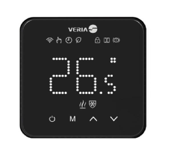 Терморегулятор Veria Control WT45 5...45 °C для теплої підлоги Wi-Fi сенсорний тип датчику повітря + підлога 16A 230В чорний