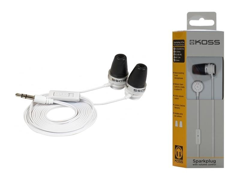 Навушники In-ear Koss Spark Plug 3.5 mini-jack, Mic, Білий